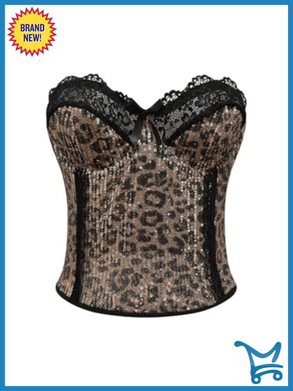 Sparkly Sequin Lace Corset Tube Top Strapless Y2K Party Clubwear
